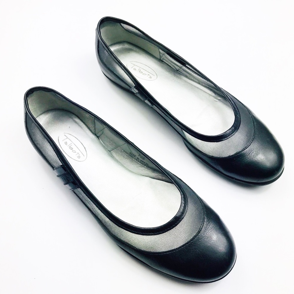 NWOT Talbots Black leather Ballerina Flats 7.5